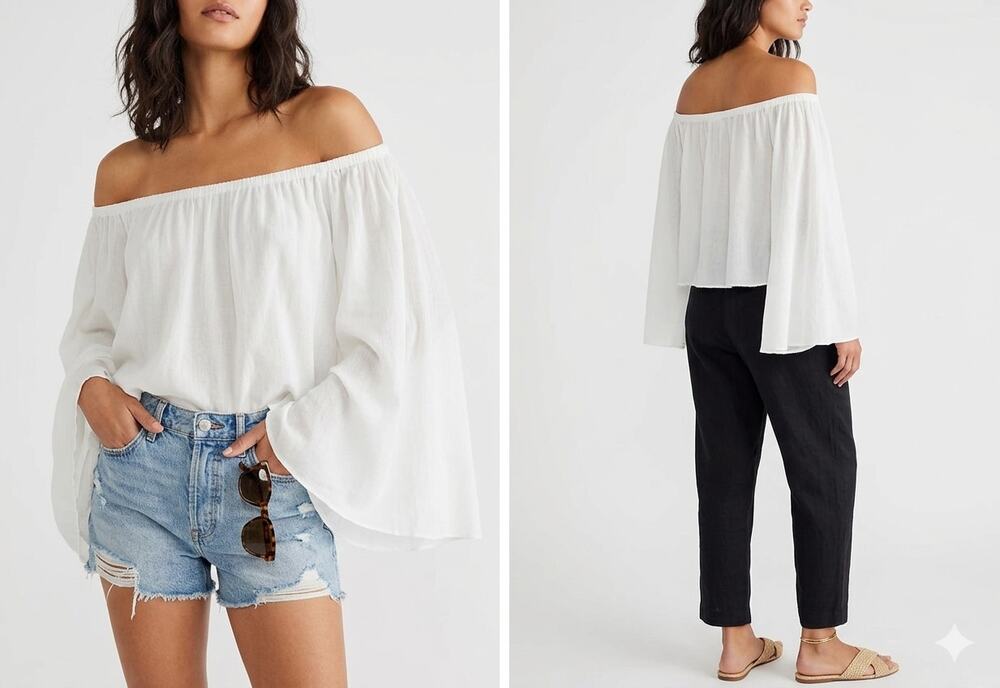 Cotton Candy LA top relaxed ,Beach, Nautical statement bell sleeves size S-L